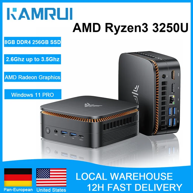 KAMRUI AMD R3 3250U 3.5Ghz Mini PC 8GB DDR4 256GB SSD Mini Computer 2.4+5G WiFi/BT4.2 4K@60Hz UHD Desktop PC Win11p for Office KAMRUI AMD R3 3250U 3.5Ghz Mini PC 8GB DDR4 256GB SSD Mini Computer 2.4+5G WiFi/BT4.2 4K@60Hz UHD Desktop PC Win11p for Office