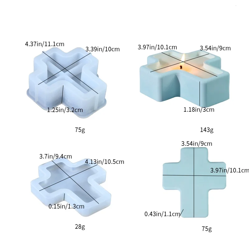 Vela en forma de cruz con tapa, molde de silicona, manualidades, soporte, adorno, caja de almacenamiento de joyas, molde de resina, decoración del hogar