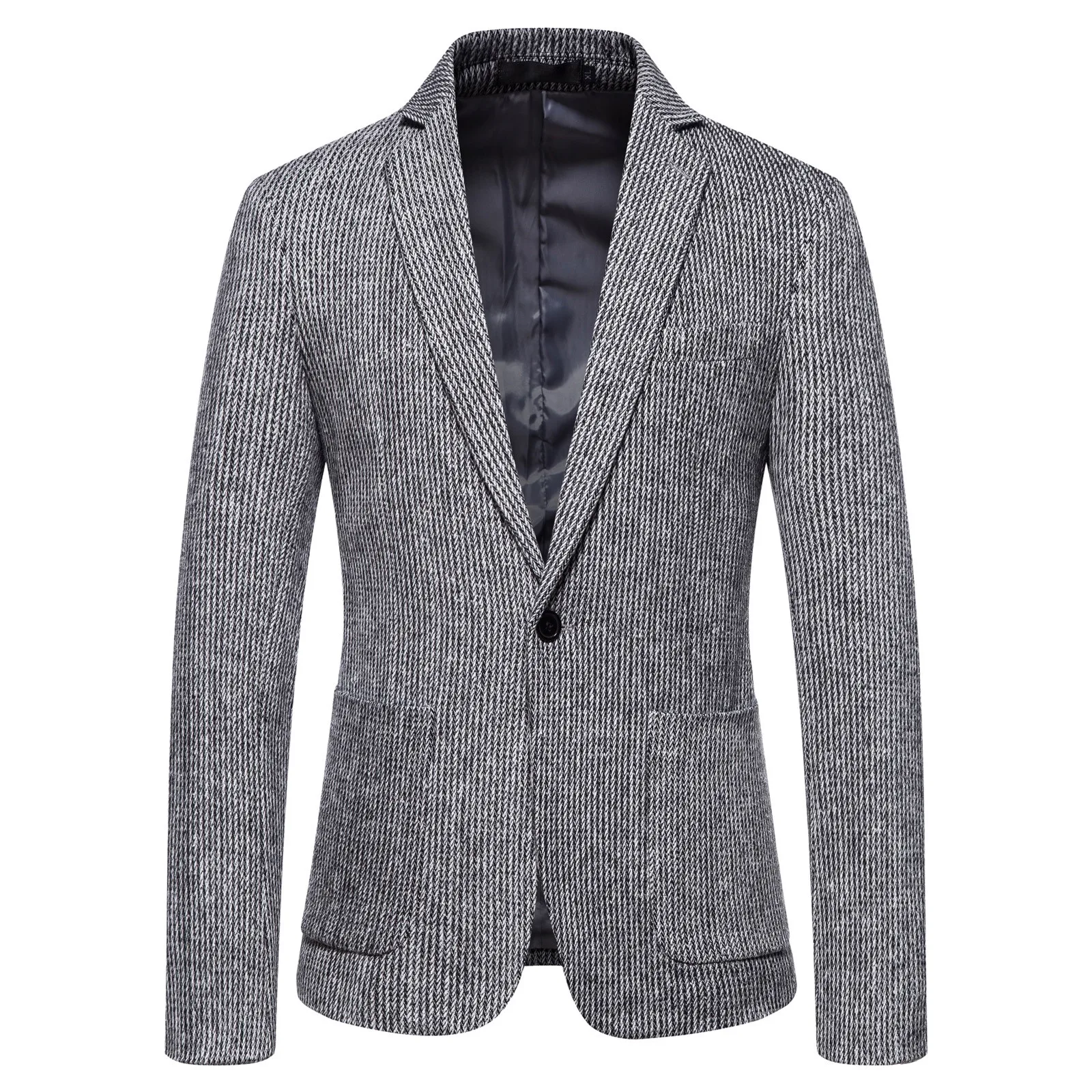 

Men'S Woolen Blazers Slim Fit Business Formal Suit Jacket Elegant Party Prom Wedding Dresses Spring Autumn Single Breasted Coat