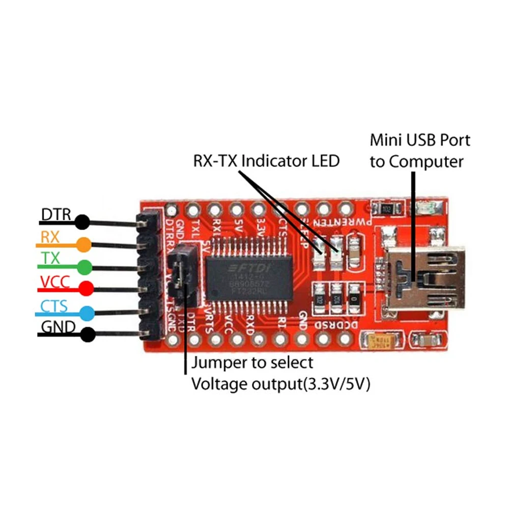 FT232RL FTDI USB to TTL 3,3-5V Arduino Pro Mini converter + Cable