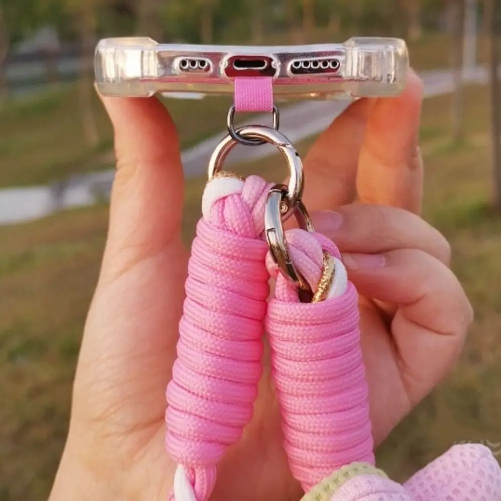 

Detachable Flowers Phone Lanyard Phone Charm Neck Clip Phone Woven Chain Crossbody Anti-lost Cell Phone Strap Hanging Ornament