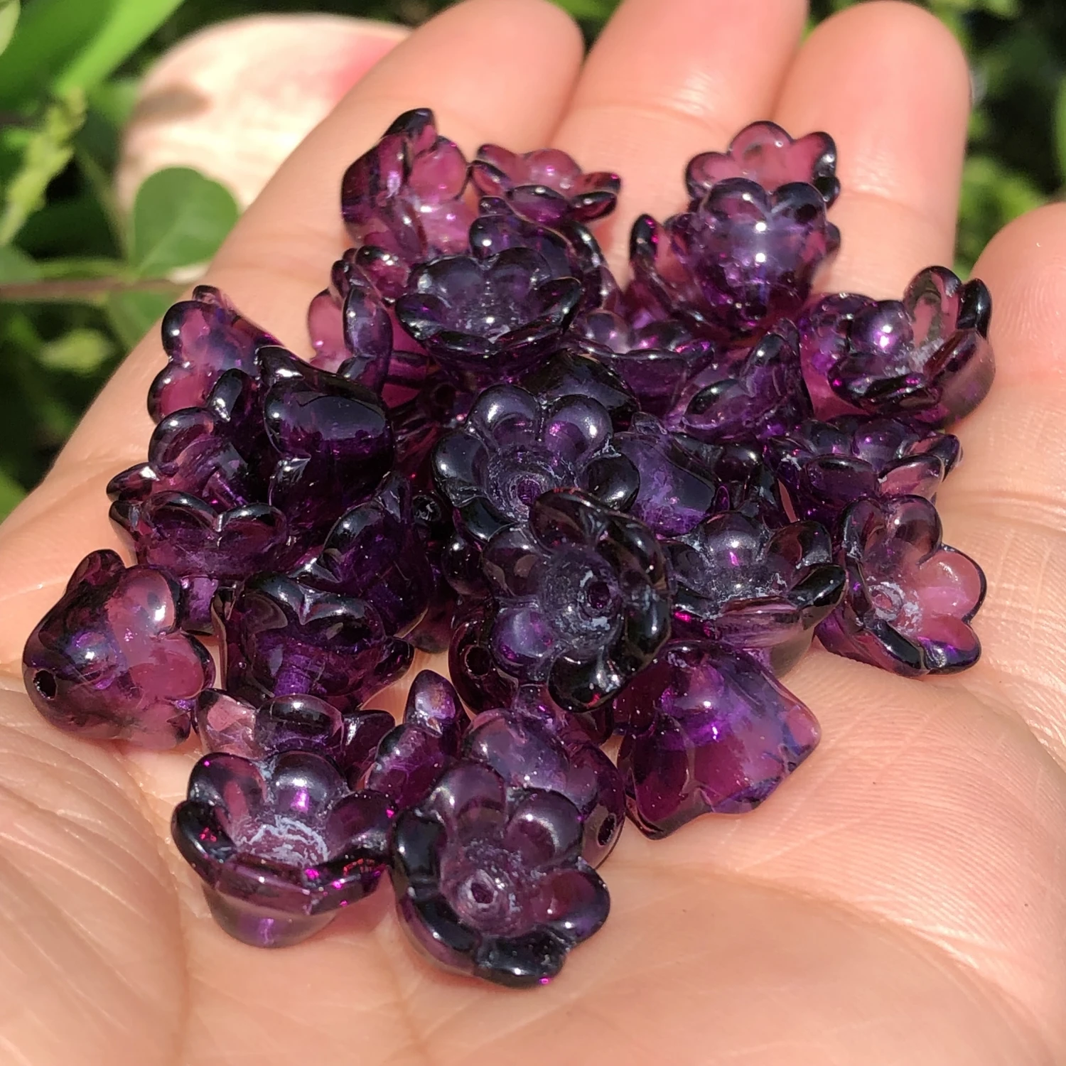 

30pcs Dark Purple Bell Orchid Flower Czech Crystal Glass Beads for Jewelry Making Hairpin Handmade Diy Bracelet Accessories