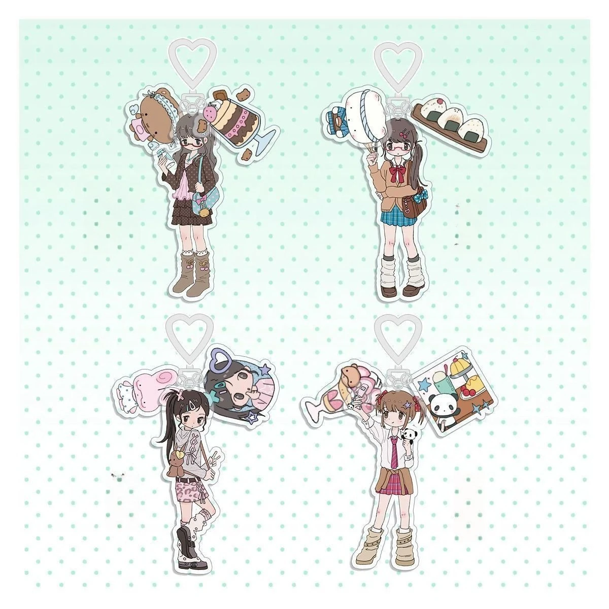Cute Girl Aesthetic Acrylic Phone Accessories Acrylic Keychain Y2k Style Girl Pendant Hanging Anime Ornament Friends Toys Gifts view 4