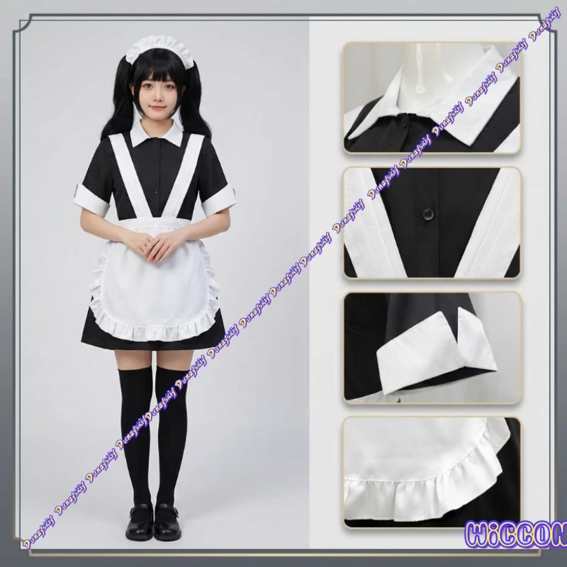 The RockyMagenta Cosplay Set Maid Apron Costume And Wig Classic Musical Outfit For Halloween Stage Role Play Party