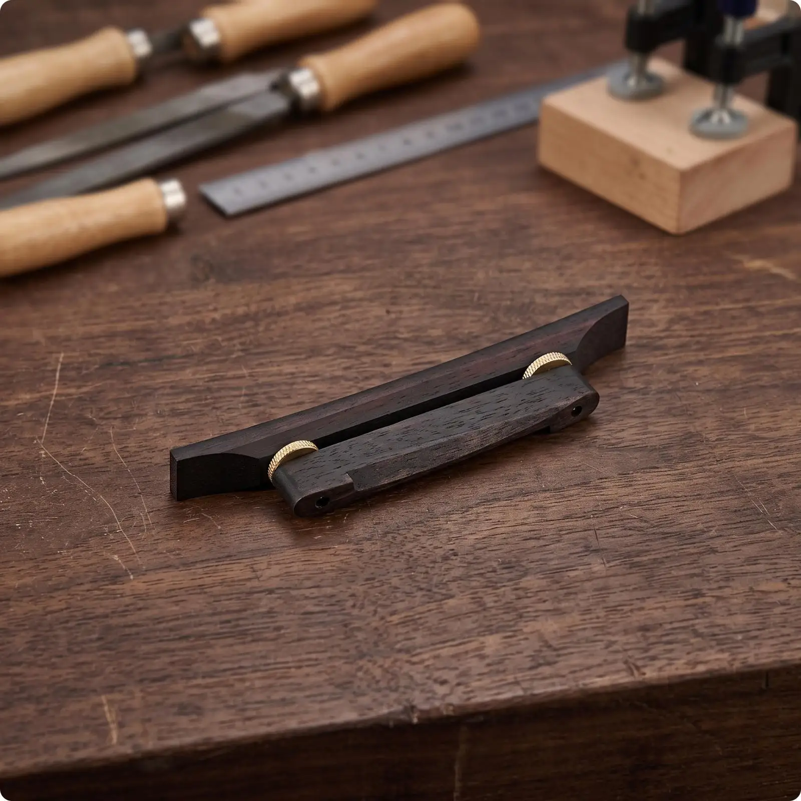 Low Profile Rosewood Guitar Bridge Component with Metal Inserts for Acoustic Guitar Replacement