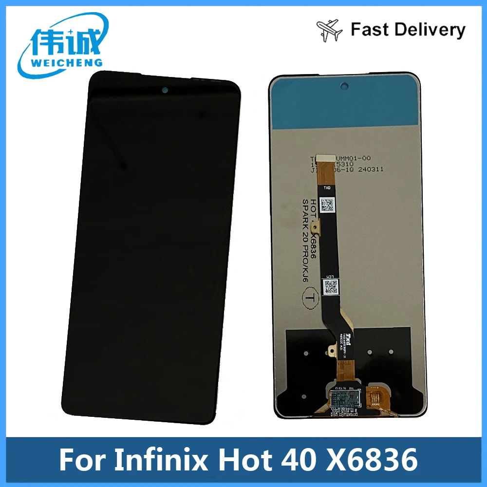 

100% тест для Infinix Hot 40 X6836, ЖК-дисплей, сенсорная панель, дигитайзер для Infinix Hot 40, сменный ЖК-дисплей