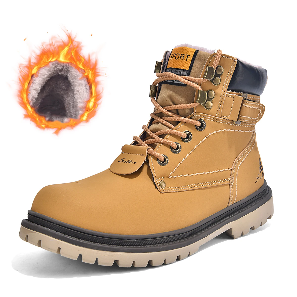 Large Size 48 Hand-stitching Leather Men Boots Autumn Casual Work Shoes Men Ankle Boots Warm Winter Boots