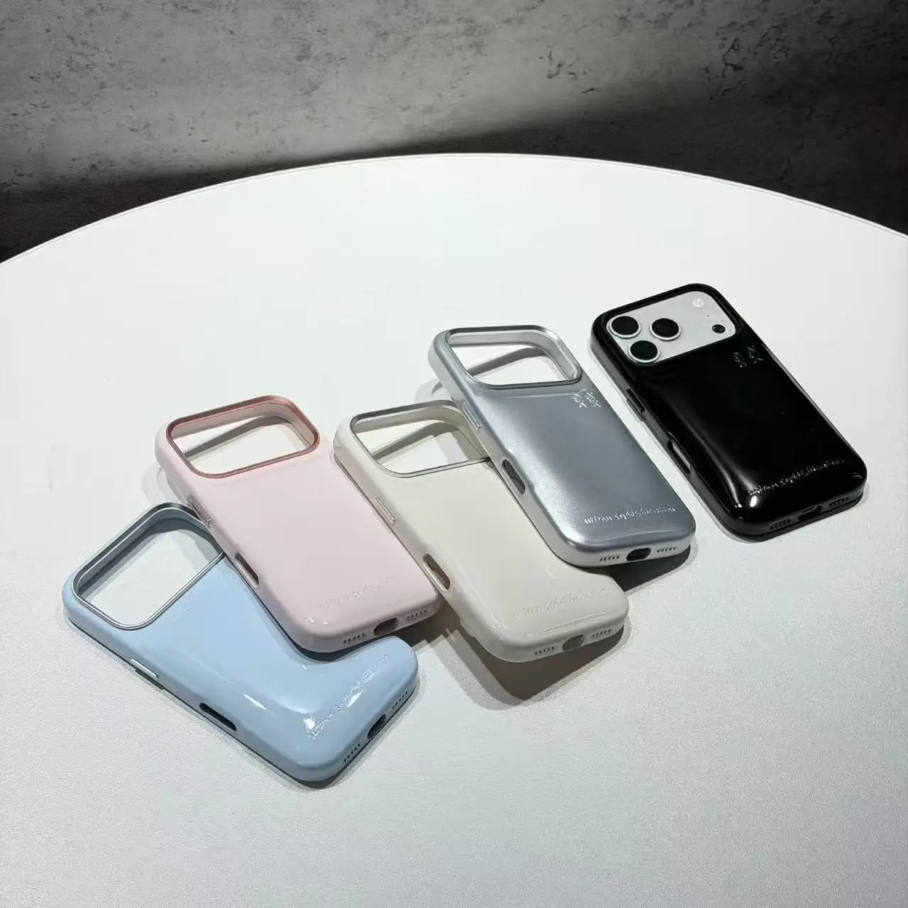 Glossy Solid Color Metal Camera Frame Soft Phone Case for iPhone 18 17 16 Pro Max Minimalist Shockproof Protective Cover