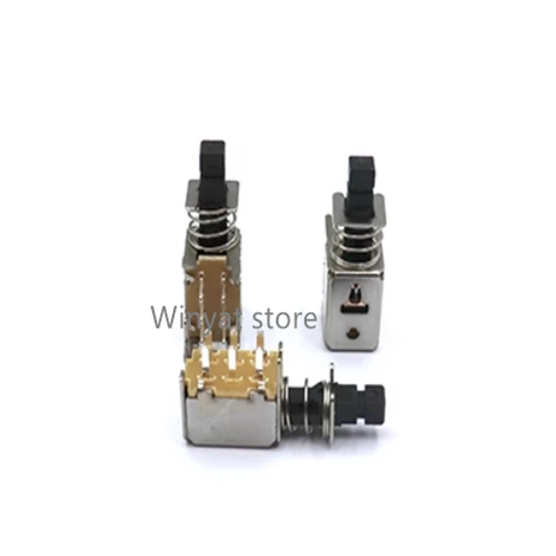 10PCS Straight Key Switch A03 Self-locking/No locking 6pin  PS-22F03 PS-22F Black