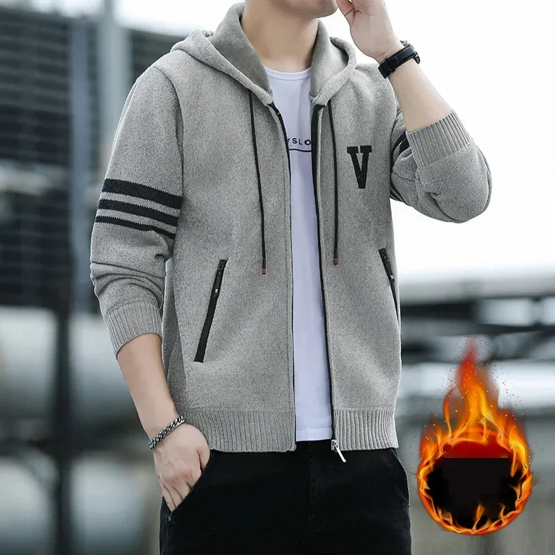 

New Brand Autumn Winter Jackets for Mens Embroidery Letter Baggy Fashion Hooded Jackets Male Warm Casual Clothing