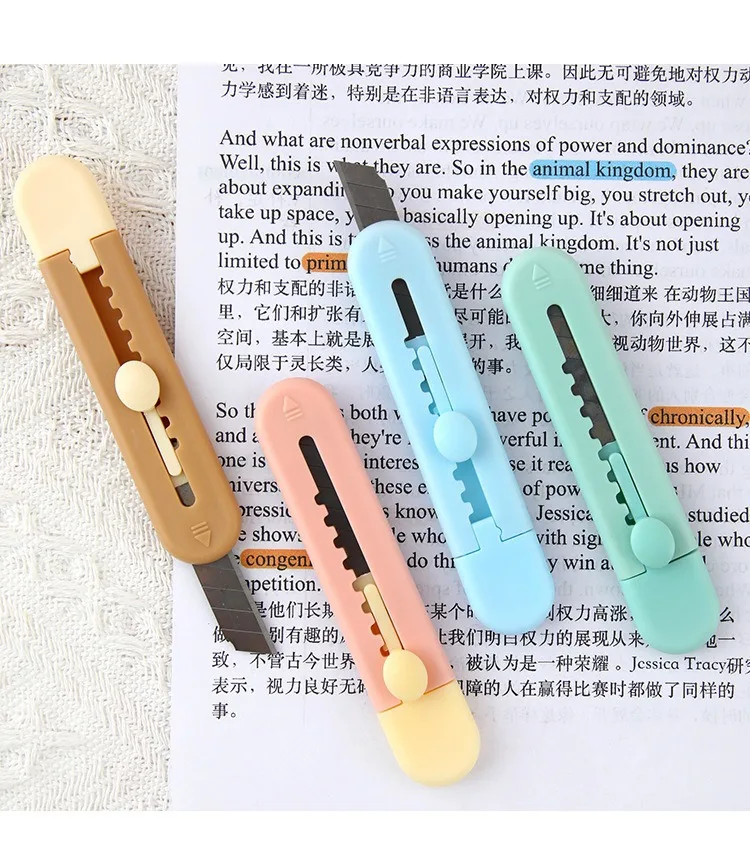 Wholesale Utility Knife Candy Color Mini Portable Utility Knives Box Paper Cutter Tool Office School Stationery Supplies Gift