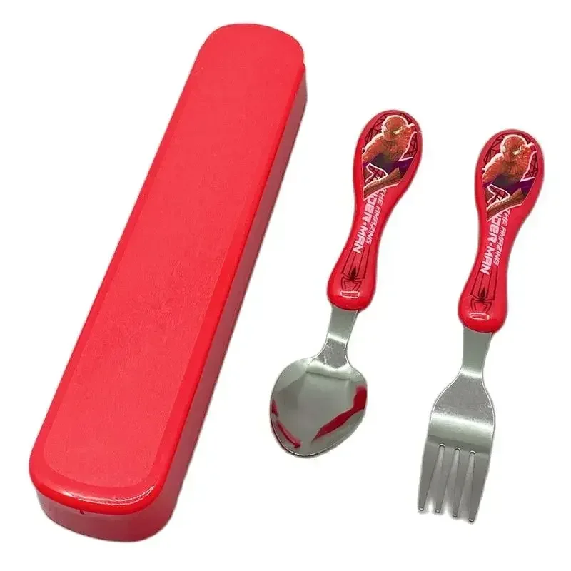 Disney Spiderman Frozen 2 Cartoon toy Tableware Spoon Cross Fork Soup Spoon Set Dining Lunch George Anime Figures Party Toys