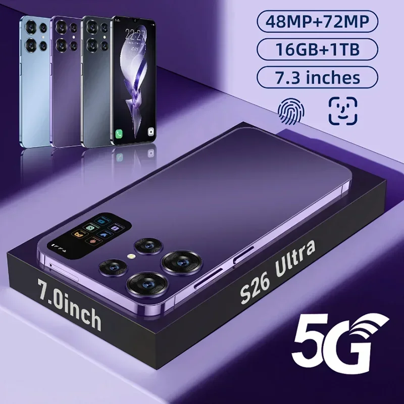

Смартфон S26 Ultra 5G, 7,0 дюйма, 16 ГБ + 1t, tourместа на базе Android, 7000 Мп + 72 МП, мАч, глобальная версия, новый игровой телефон