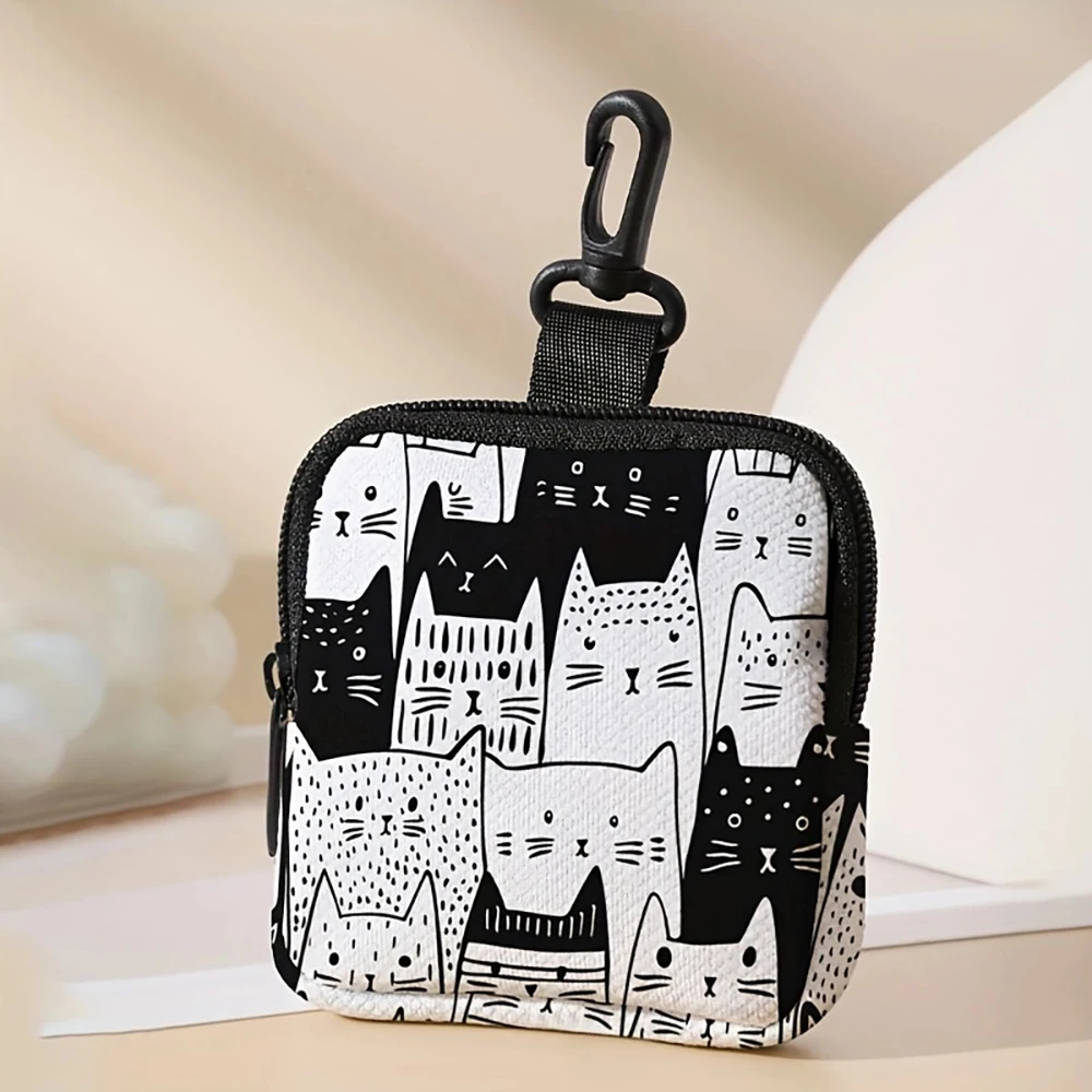 1pc，Cat pattern large capacity coin wallet, digital printed coin wallet, storage bag, and ideal choice for gifts