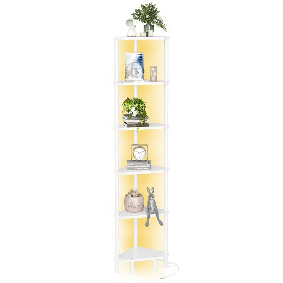 

Tier Corner Shelf with LED Light, 66.5 Tall Standing Shelf, Narrow Display Shelf Stand, Modern Corner Bookshelf, Plant Stand, Co