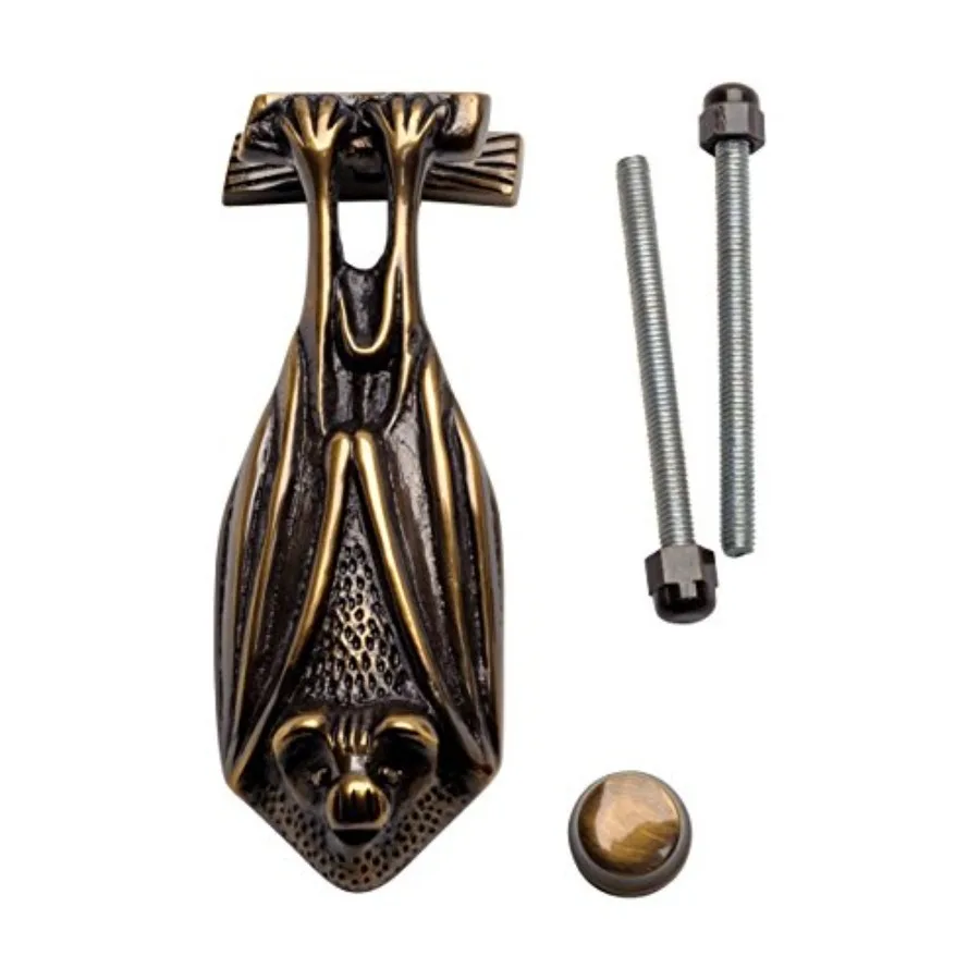 

Bat Door Knocker Solid Finish 5 Inch Decorative Front Door Hardware with Mounting Screws