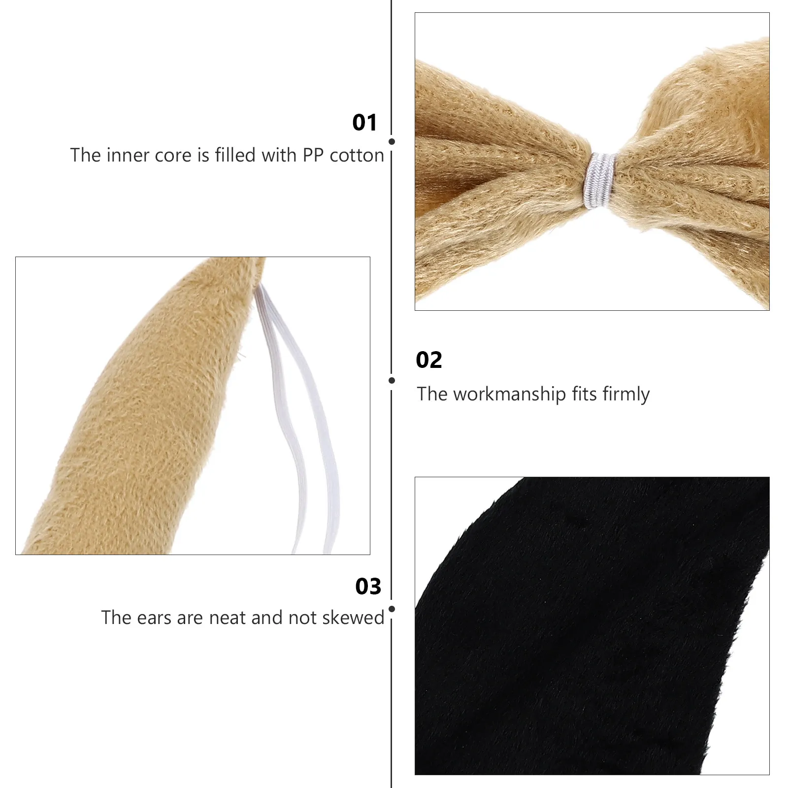 

Cute Animal Ears Headband with Tail and Bowtie 2 Piece Costume Set for Halloween Festival Stage Performance