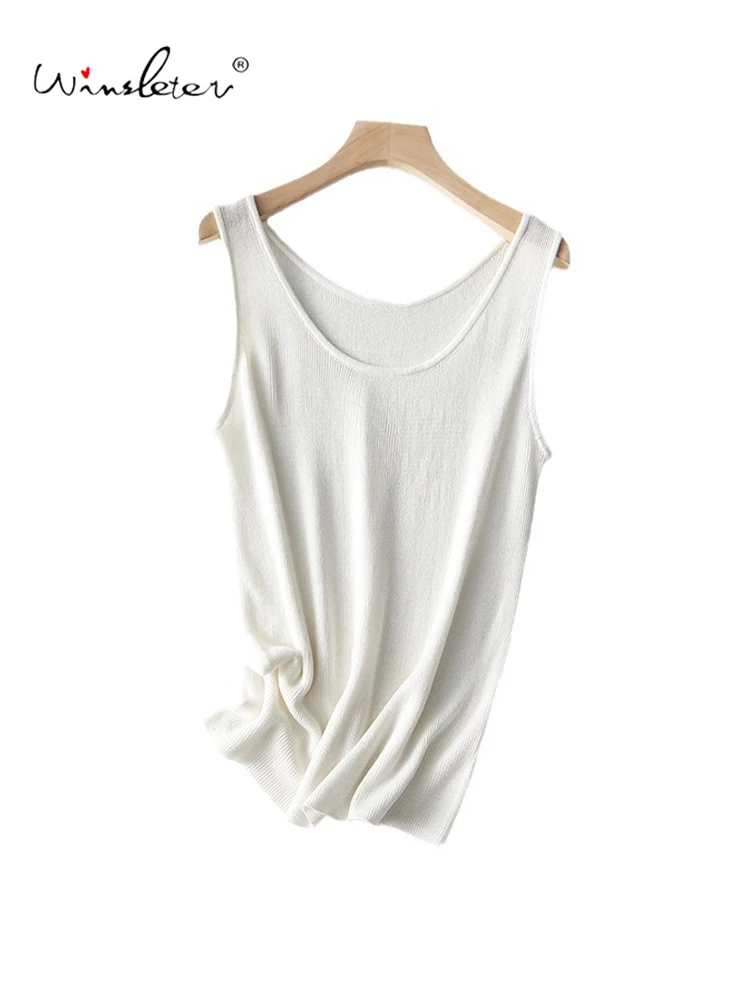 

Winsleter, 5.7%Natural Silk Elegant Knit Camisole, Woman Sleeveless U Neck, Versatile OL Slim Tops, 2024 Summer Autumn T46031QC