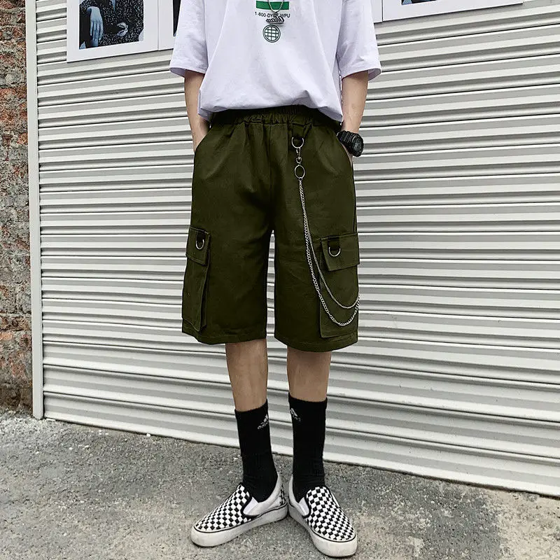 Summer Korean Casual Cargo Pants Shorts Men's Loose Sports Pants Wide-leg Five-point Pants Joggers Men Streetwear