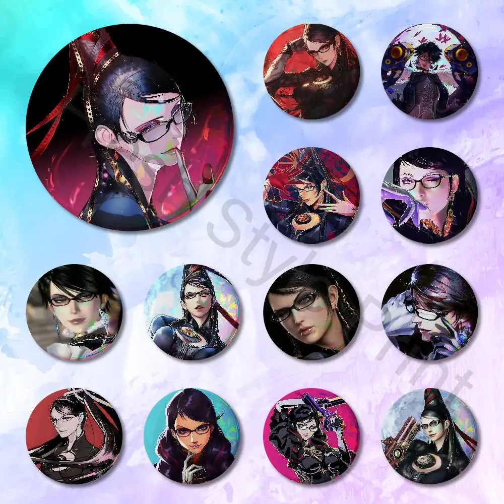 

Cool B-Bayonettas-S Enamel Pin Tinplate Round Brooch Cosplay Nijigen Otaku Culture Badges 58mm 44mm 32mm 75mm 25mm