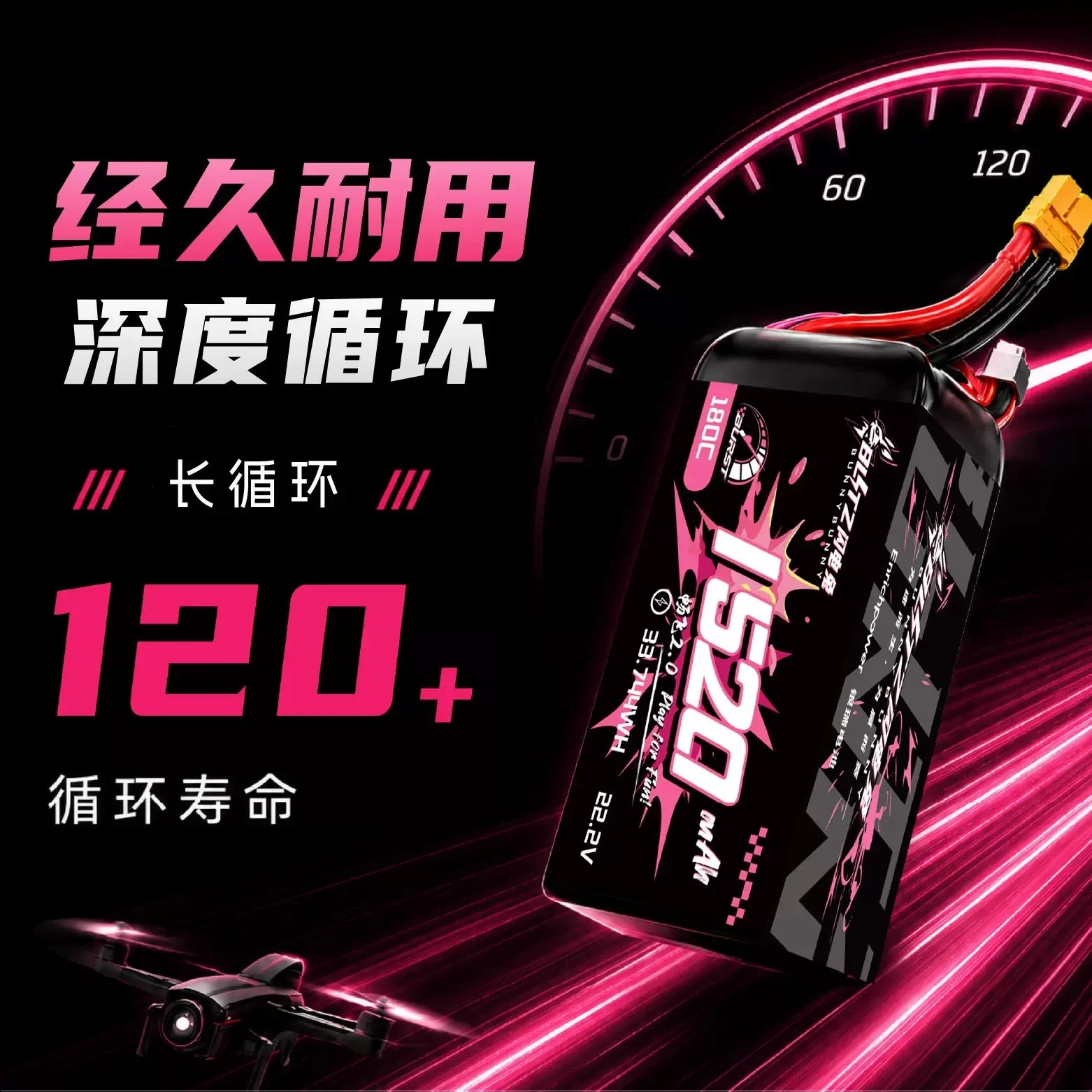 BLITZ Lipo Battery 1520mAh 1650mAh 180C 6S 22.2V FPV Racing Drone Battery RC