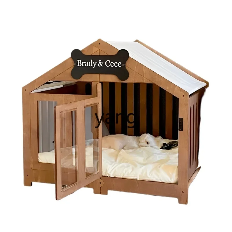 XYY Dog House Villa Solid Wood Kennel Large Dog Golden Retriever Luxury Removable Dog House