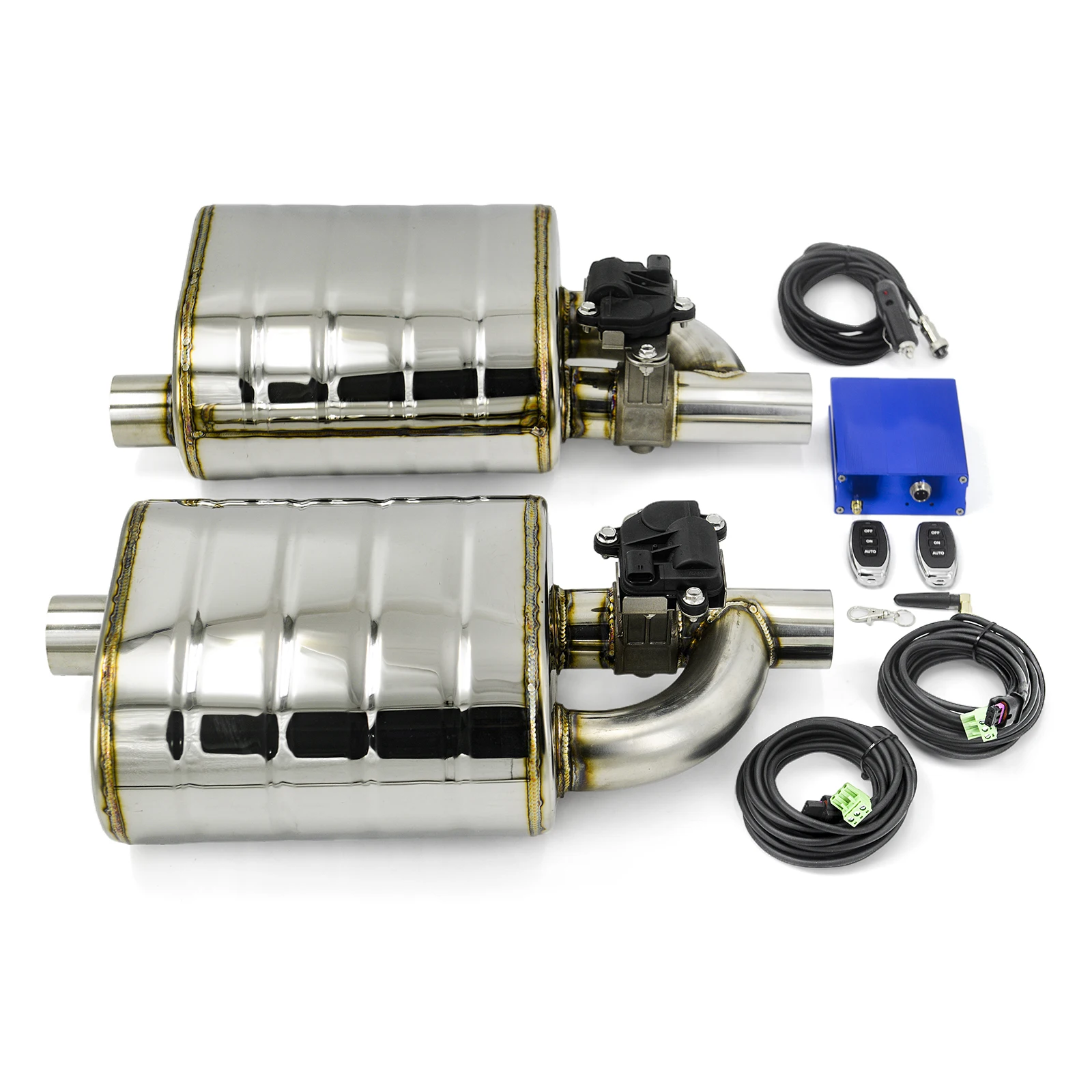 Dubbele auto universele uitlaatdemper elektrische klep met elektrische bedieningsset 51/63/70/76MM roestvrij staal