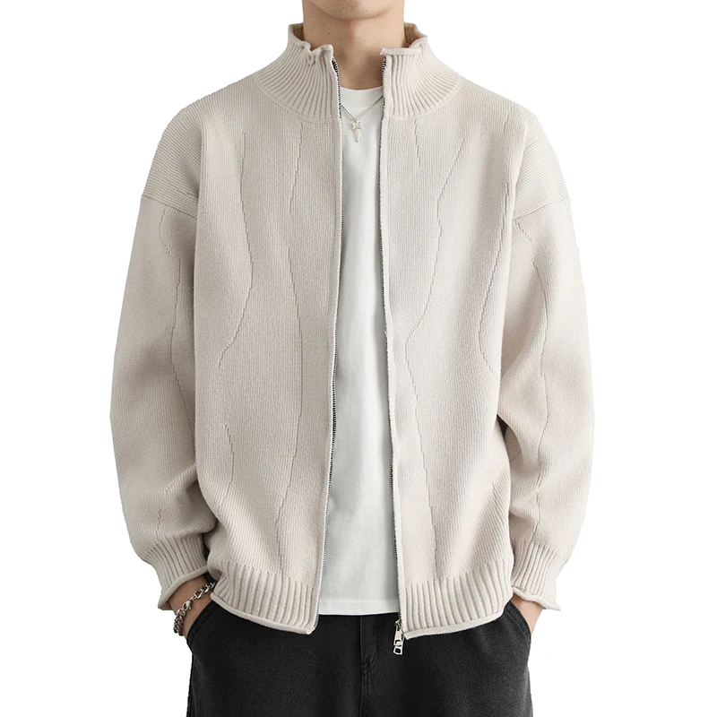 

Модный мужской кардиган-свитер, стильный кардиган из смесового акрила для осени и зимы, удобный и теплый мужской топ