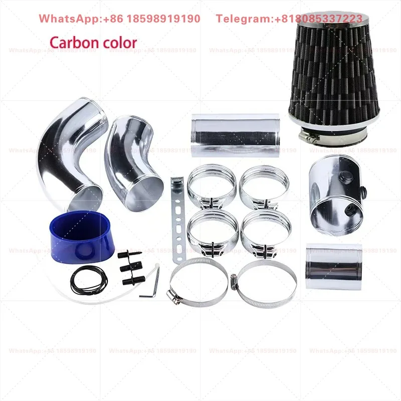 Universal Auto Car 76mm Cold Air Intake System 3inch Aluminium Tube Intake Pipe Kit Turbo Direct Cold Air Filter System