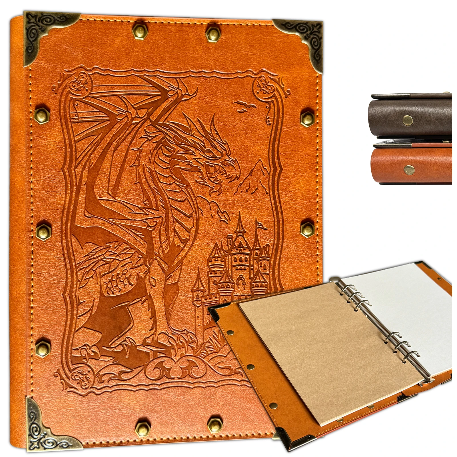 DND Notebook Journal Refillable Binder - A5 Story Forge 400 Pages (200 Sheets) with Breathtaking 3D Dragons Design - Perfect for