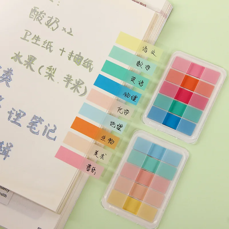 100pcs macaron color transparent stickers waterproof PET minimalist style high-end index sticky notes with strong adhesion