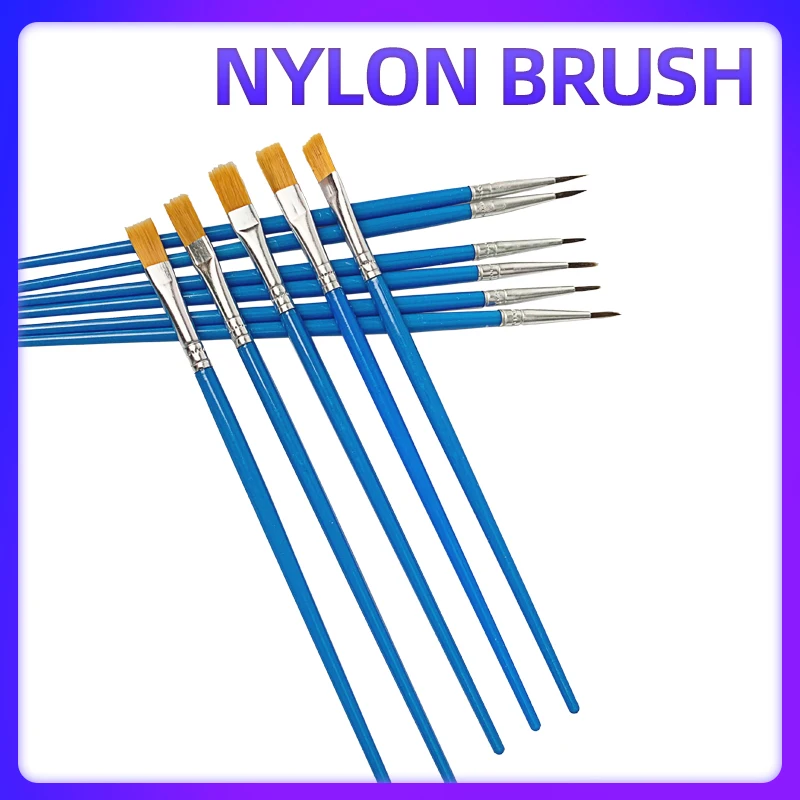 

Small pointed and flat nylon bristle brushes for painting, watercolor brushes, paintbrushes, children's furniture repairs, etc.