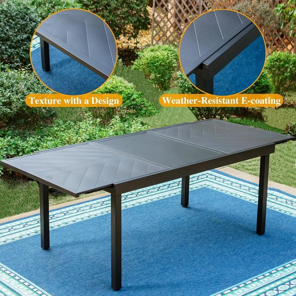 Terrassenmöbel-Set, Stühle, 8 x drehbare Terrassen-Esszimmerstühle mit hoher Rückenlehne, erweiterbarer Tisch für 6–8 Personen, 9-teilige Outdoor-Essets