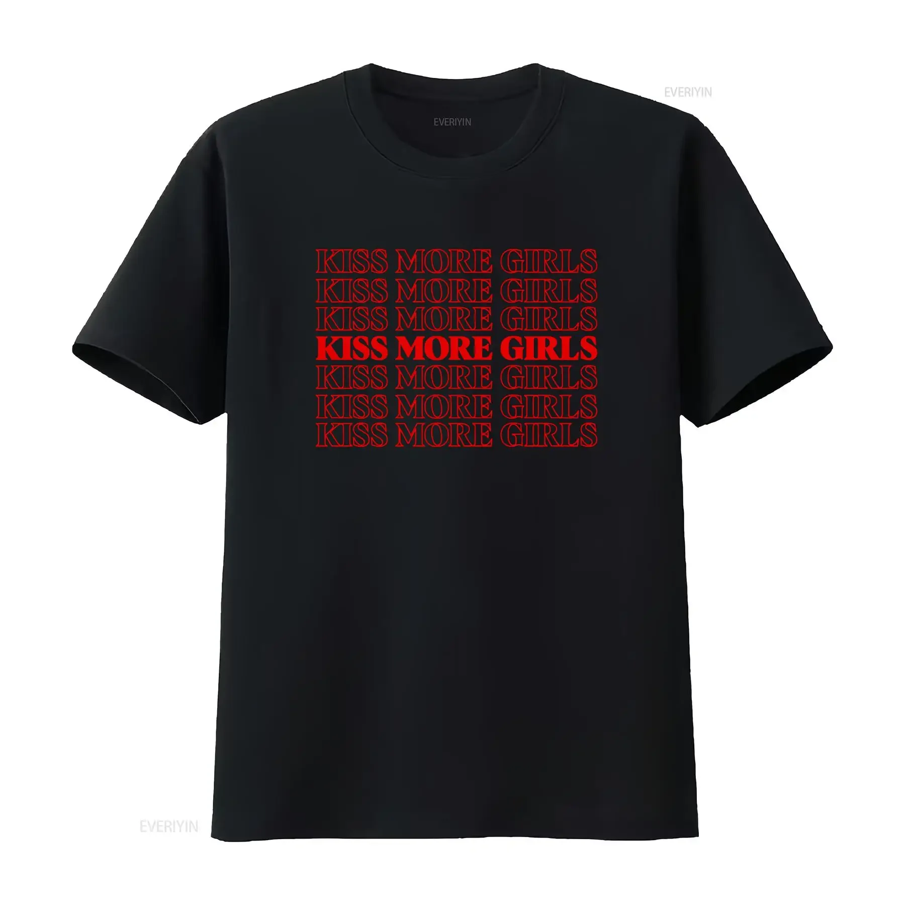 Streetwear Kiss More Girls Slogan Bold Red Letter Print Casual T Shirt vintage Washed Stretched Unisex designer clothes graphic