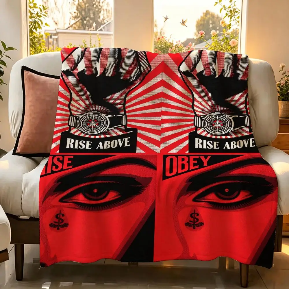 Artist Street S-Shepard Fairey Throw Flannel Throw Blanket Suitable warm for Sofa、Living Room、Bedroom soft