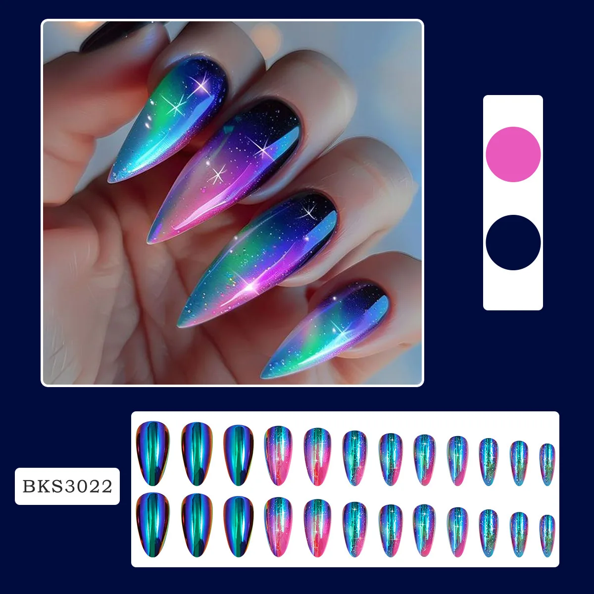 Wear A Starry Sky Dazzling Halo Nail Fake Nail Ins Wind Wear A Aurora Mirror Plating Nail