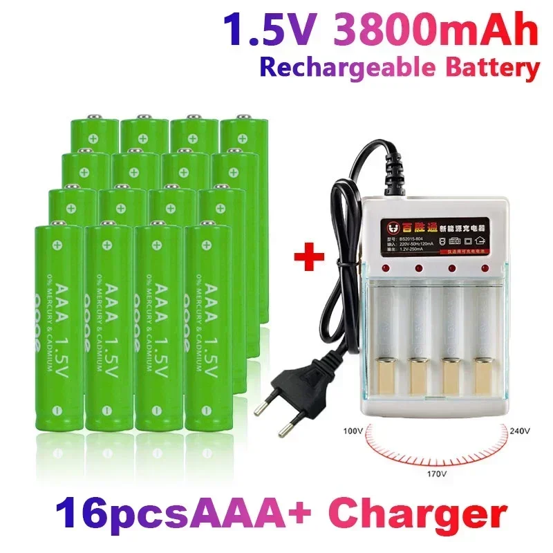 Schnell ladung 3800mah 1,5 V alkalisch aaa wiederauf ladbarer Akku zur Fernbedienung Spielzeug batterie Rauchmelder mit Ladegerät Batterie aaa