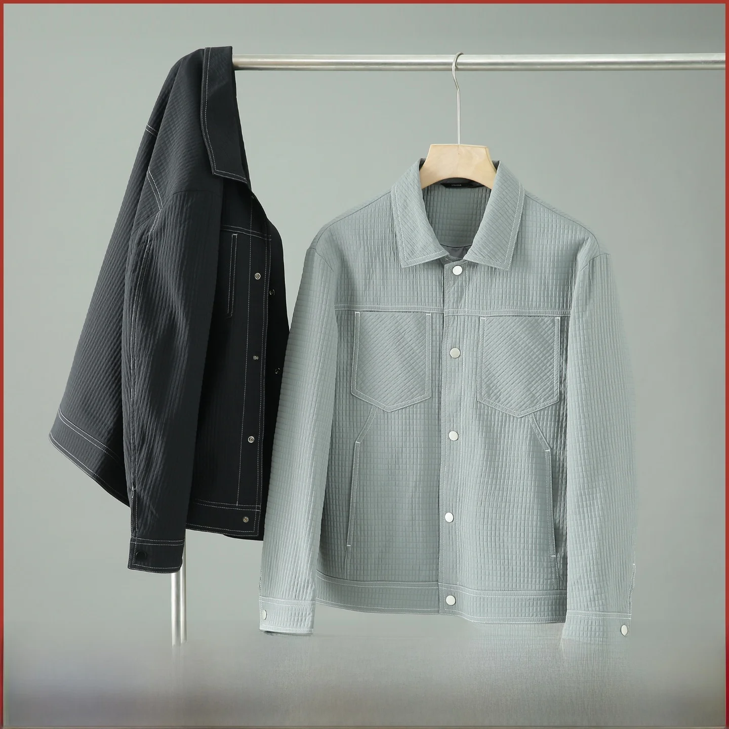 

New Arrival Men's High-End Collared Jaet for Commuting Workwear Sle Stand Fit Long Sve Pure Color Outerwear