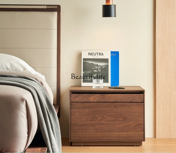 

Solid wood bedside cabinet North American black walnut bedroom storage cabinet