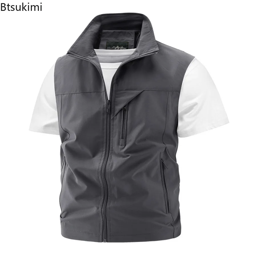 2025 Outdoor Spring Autumn Waistcoat Men's Thin Waistcoat Leisure Multi-pocket Waistcoat Sleeveless Coat Casual Daily Coat Male