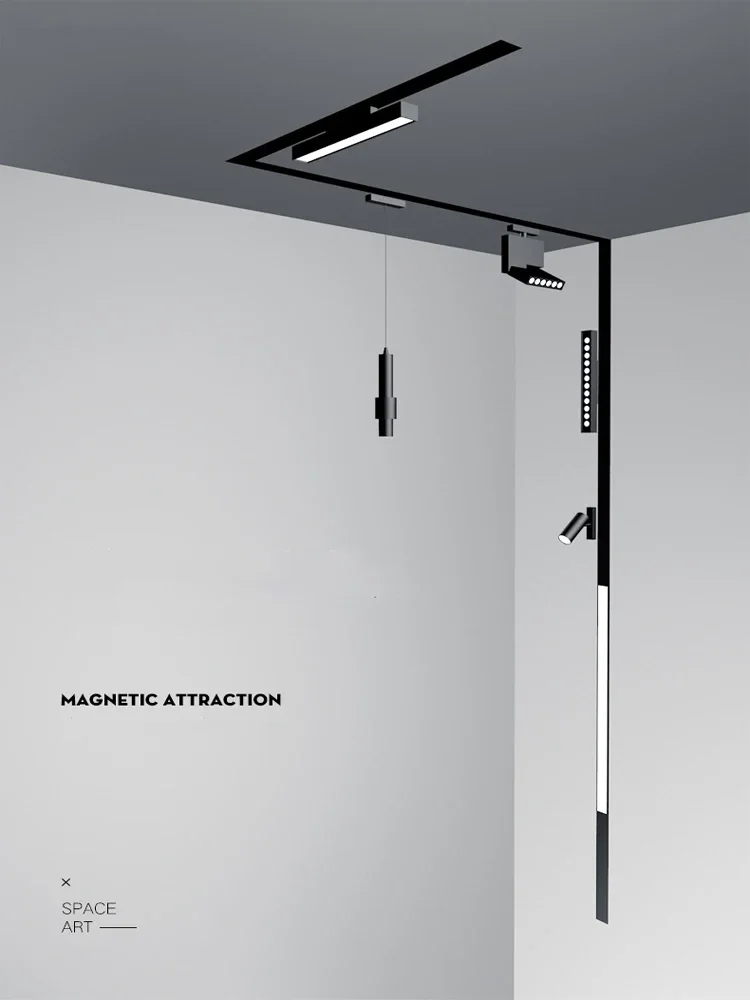 LED Spot Llght DC48V Ceiling Indoor Without Main Light LED Magnetic Rail Light Grille Floodlight Modern Embedded All-Light