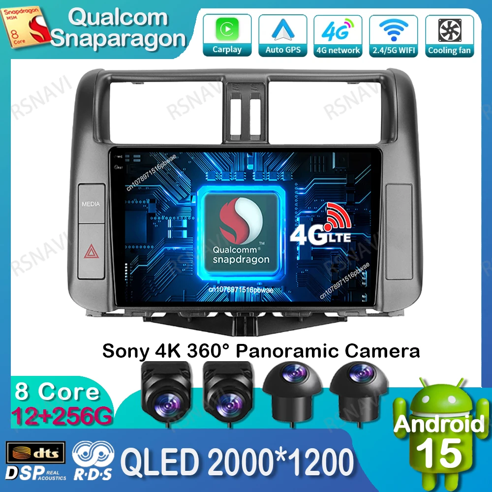 

Android 15 Car Radio For Toyota Land Cruiser Prado 150 2009 - 2013 5G WIFI Head Unit Qualcomm Autoradio 4G LTE Viedo Player GPS