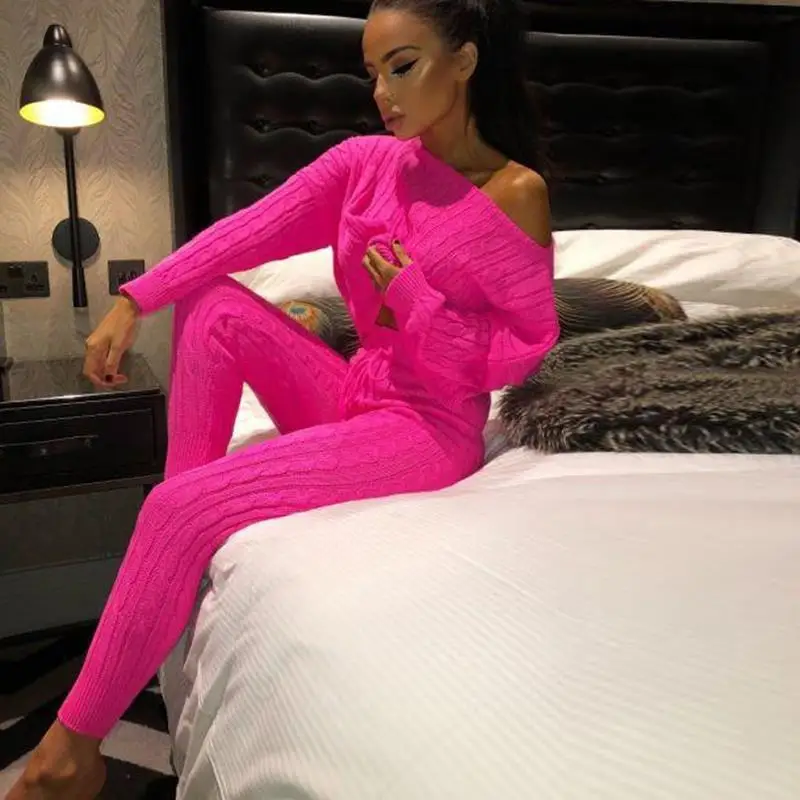 2026 autumn and winter new models, European and American suits, one-word collar woolen trousers, long-sleeved suits, sweaters