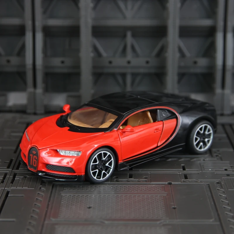 نموذج سيارة محاكاة 1:32 من سبائك بوجاتي تشيرون مع أبواب قابلة للفتح وصوت وضوء، وإكسسوارات سباق السيارات الخارقة #5