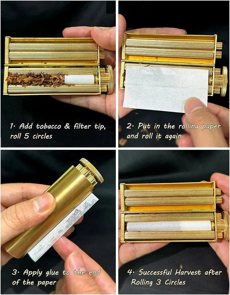 70MM Retro Tobacco Hand Roll Machine Antique Style Brass Smoking Accessories Mechanical Feeling Tobacco Rolling Machine