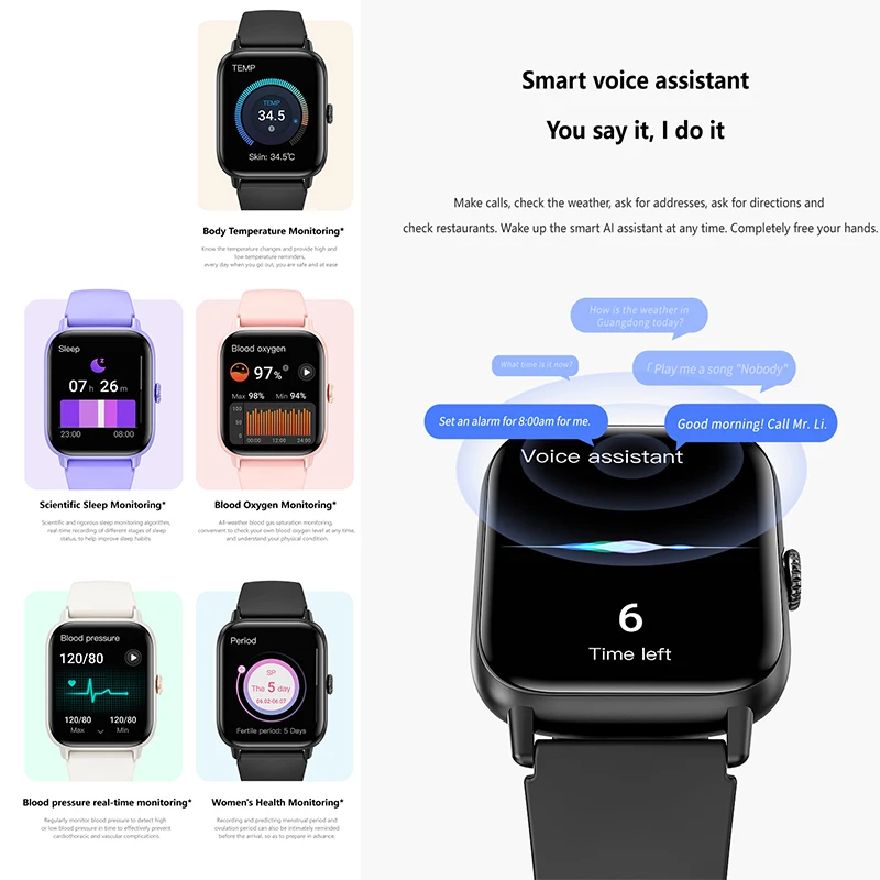 GEJIAN جديد الرجال ساعة ذكية 1.83 بوصة HD شاشة معدل ضربات القلب الأكسجين في الدم مراقبة ضغط الدم بلوتوث دعوة النساء Smartwatch #3