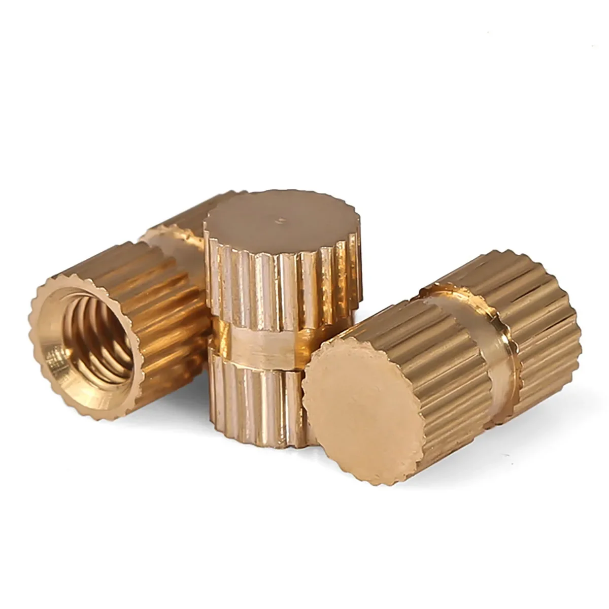 B-Type Blind Hole Single Pass Brass Knurled Nut / Copper Embedded Part M3-M8