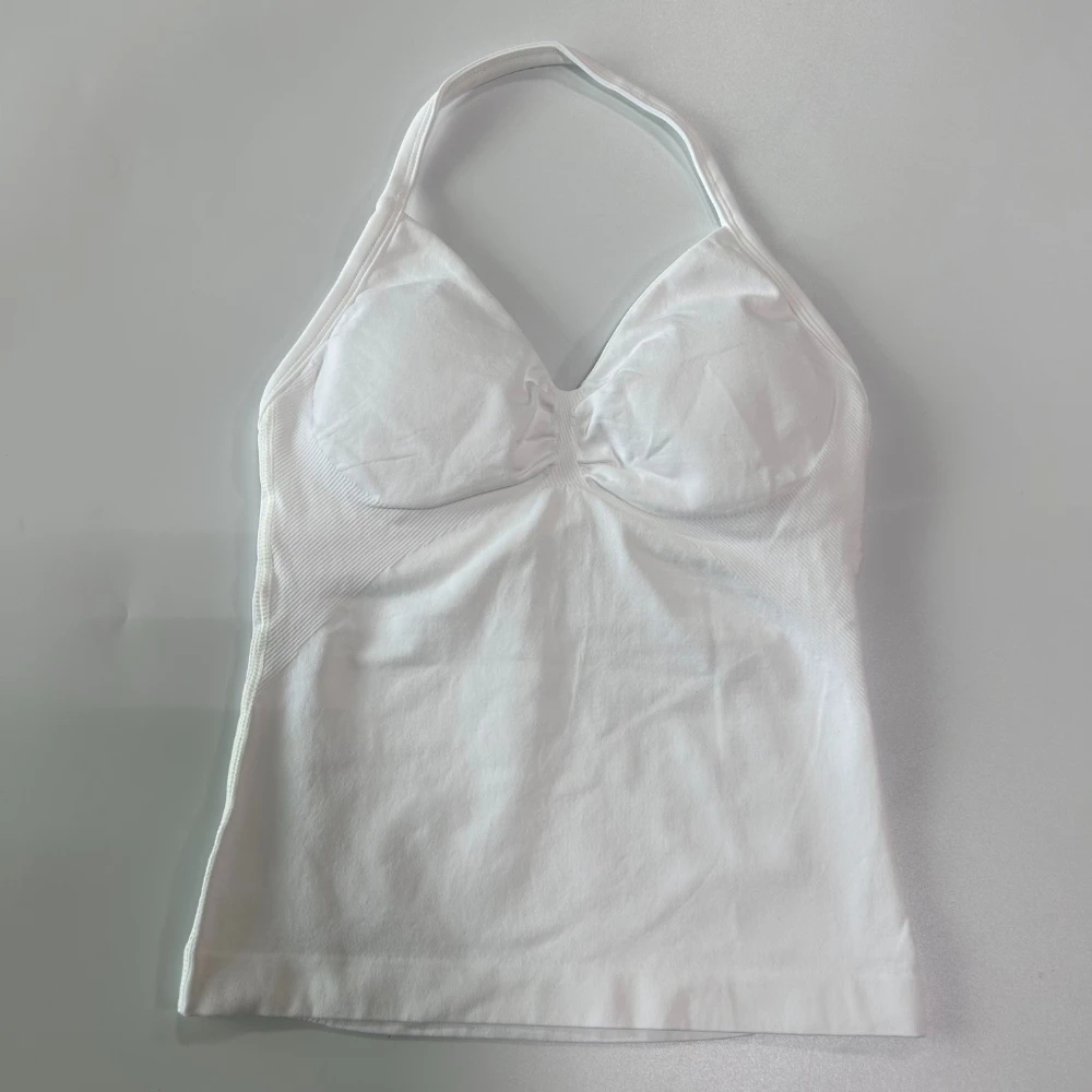 Pericic Longline Strappy Top Damen Nahtloses Yoga-Tanktop mit eingebautem BH, gerafftem Rücken, ärmelloses Shirt, Fitness-Oberteil – Detail 15