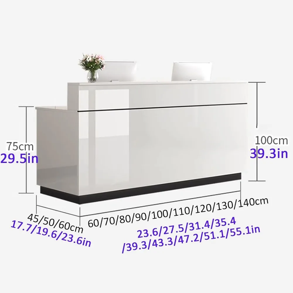 JKGHK Reception Desk, Front Desk Reception Counter with Locking Drawer, Retail Counter with Storage Cabinet, Simple Retail Count