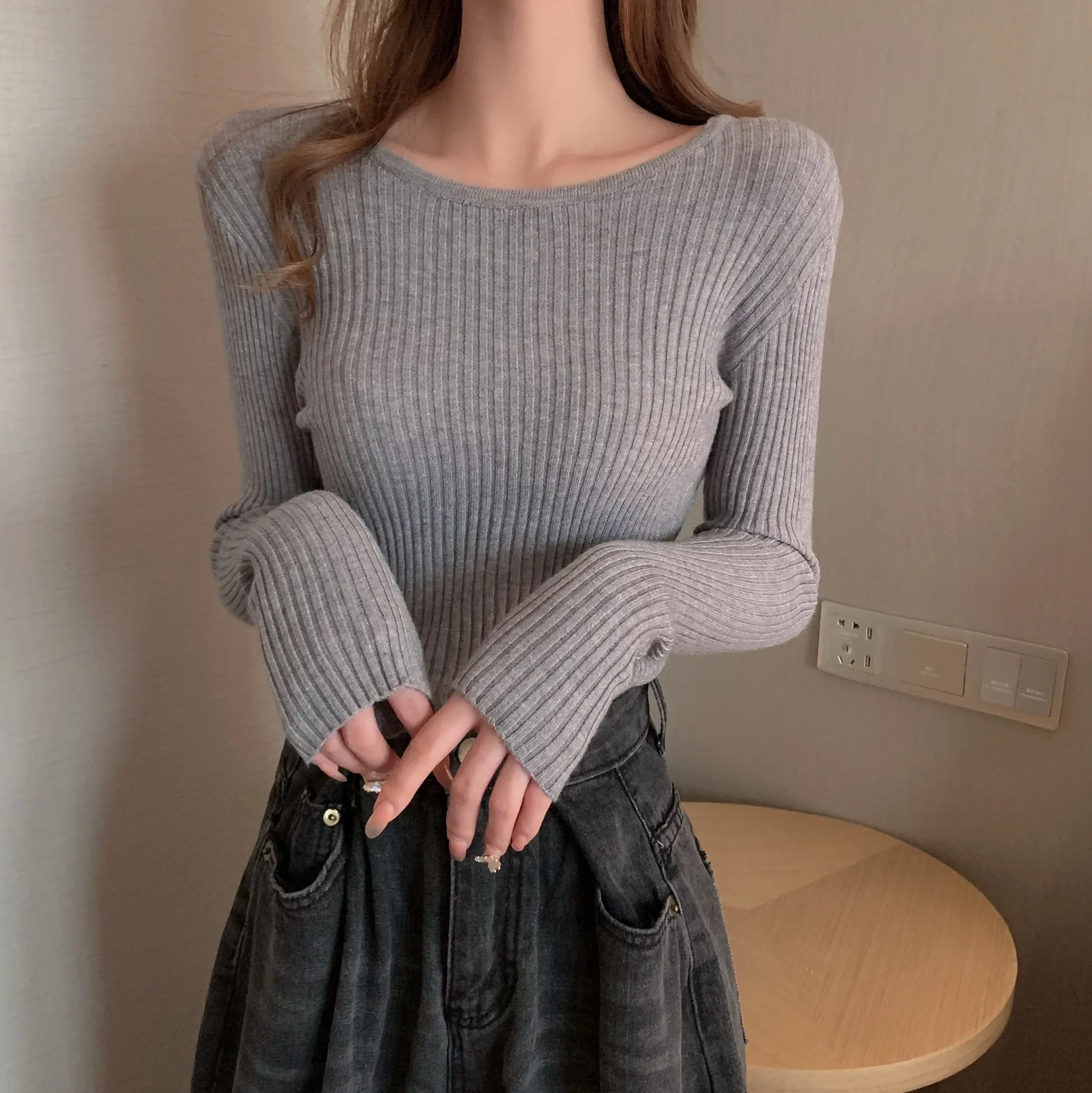 2025, herbst Winter Frauen Pullover Casual Langarm Gestrickte Pullover Pullover Femme Grundlegende Solide Jersey Tops Mode Kleidung